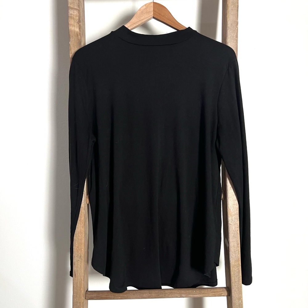Zenana Premium black, long sleeved, high neck oversized tunic. Size 1X.